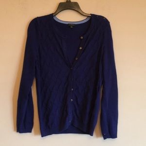 Talbots Blue Pointelle Front Cardigan
